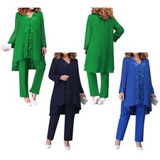 Women Chiffon Dress Suit Mother of The Bride Pants Suits Cocktail Evening Outfit