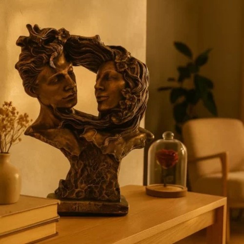 Bronze lovers bust sculpture - bronze, |
