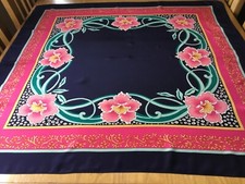 SINGAPORE AIRLINES VINTAGE SILK SCARF.  ORCHIDS!  VGC.  35 x 33 INCHES.   k