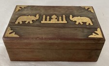 Vintage Wooden Box. Brass