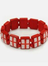 England English Flag St Georges Handmade Wooden Elasticated Bracelet 