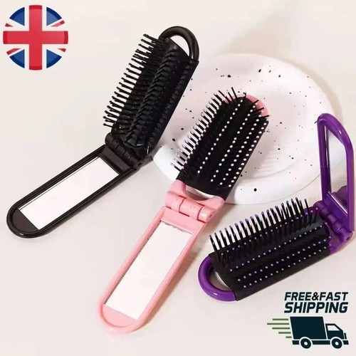Folding hair brush with - folding, mirror