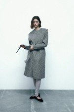 ZARA GREY TIE BELT LONG GILET