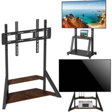 Universal Adjustable TV Floor Stand Large Base TV Cart w/ AV Shelf for 32-100''