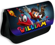 Personalised Black Pencil Case Any Name Super Mario Bag School Kids Stationary 4