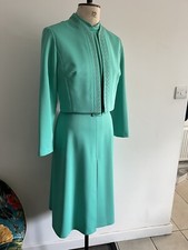 VINTAGR BERKERTEX 2 PIECE DRESS & JACKET FIT & FLARE SIZE 12 AQUA GREEN 50S