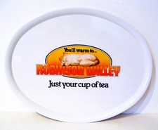 RARE VINTAGE ROBINSON WILLEY HEATING ADVERTISEMENT TEA TRAY White Melamine