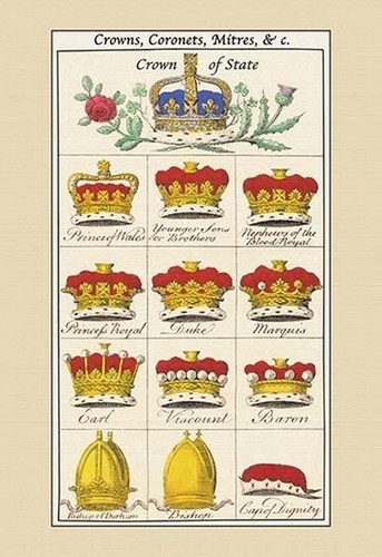 Crowns coronets and - and, mitres
