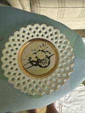 RARE White Lattice Chokin Plate 24k Gold Edged