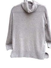 The White Company Light Grey  100% Cashmere  Roll  Neck  Jumper with Slits M