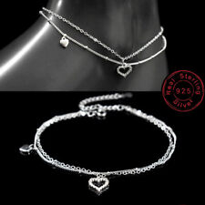 Genuine 925 Sterling Silver Ankle Bracelet Women Anklet Foot Jewelry Chain Beach