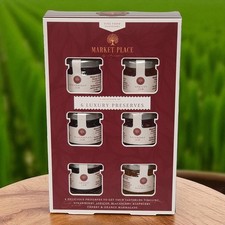 Market Place 6 Luxury Preserves Jam Gift Set Strawberry Apricot Cherry Marmalade