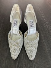 A  Pair of 5.5, silver lace, ‘Timothy Hitsman’ luxury court Shoes.