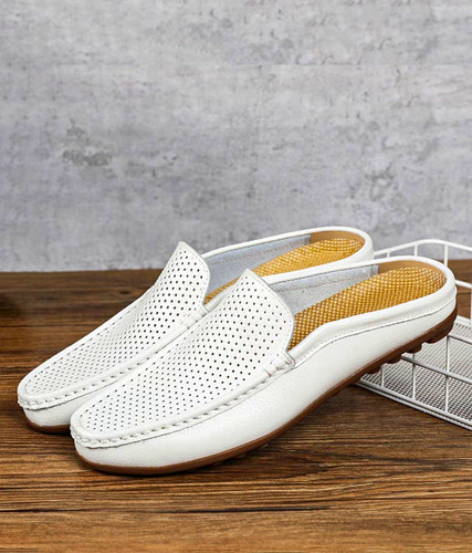 Men white leather slip on - white,