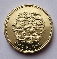 2002 Elizabeth II - PROOF £1 One Pound England Three Lions Coin - Mintage 80,748