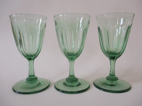 19th century green glass - x3,