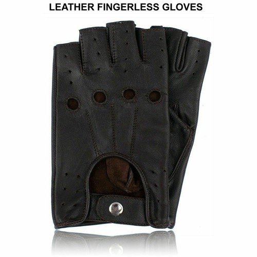 Real leather fingerless gloves - real,