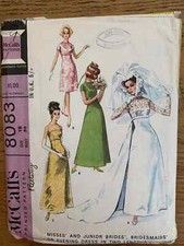 McCall's 8083 women's vintage 1960s wedding dress sewing pattern, cut