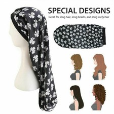 Satin Silk Bonnet Sleep Cap Head Cover Turban Wrap Long Hair Soft Travel Hat