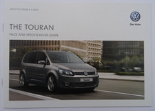 VW TOURAN UK Price/Specification Brochure: 24pgs. S, SE, SEL. 140PS/170PS/177PS