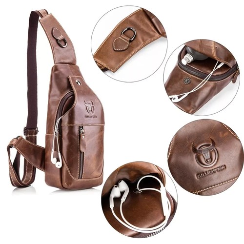 Men genuine leather sling - leather,
