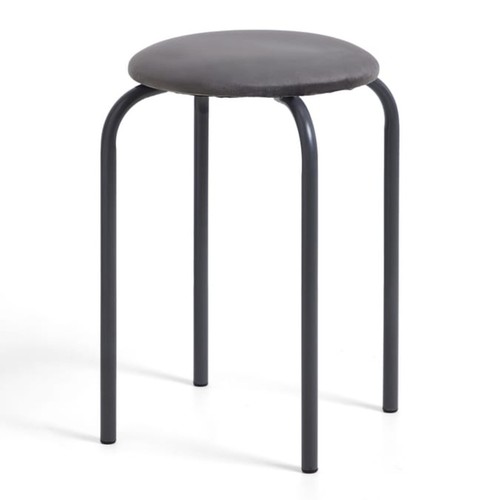Round velvet stacking stool - velvet,