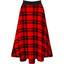 New Women' Ladies High Waist Elastic Band Stretch Swing Flared Midi Skater Skirt