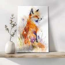 Fox Portrait Canvas Print Wall Art Framed Watercolour Animal Picture Painting 2