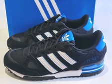 ADIDAS ZX 750 (GY7514) BLACK WHITE BLUE MENS TRAINERS UK 10 EU 44 2/3