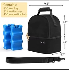 NCVI Breast Cooler Bag With Ice Pack, Black Multifunction Nursing Travel Bag 