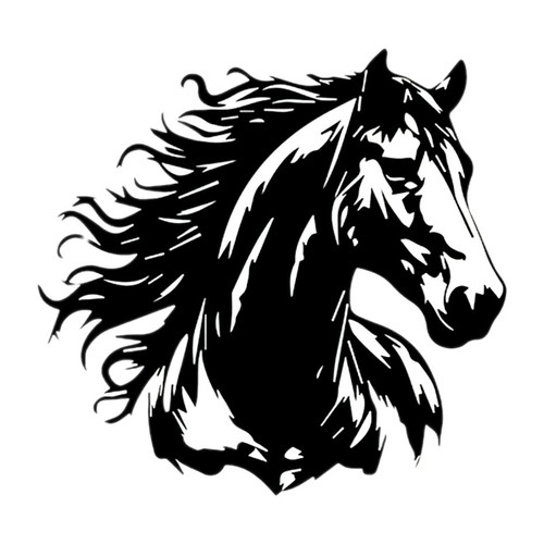 Large 23wx23h black horse - , box