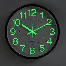 12" Luminous Wall Clock Silent Quartz Home Clock Illuminated Night Light Digital