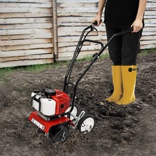 Garden Tiller 52CC Petrol Engine 1900W 2 Stroke Lawn Cultivator Rotovator Soil