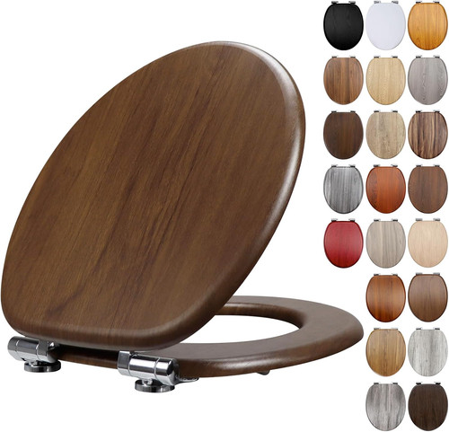Toilet seat dark walnut wooden - toilet,