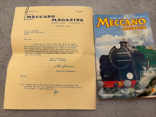 Meccano magazine 1947 letter - meccano,