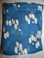NEW PEONY LIGHTWEIGHT PENGUIN PRINT SOFT FABRIC SCARF BLUE