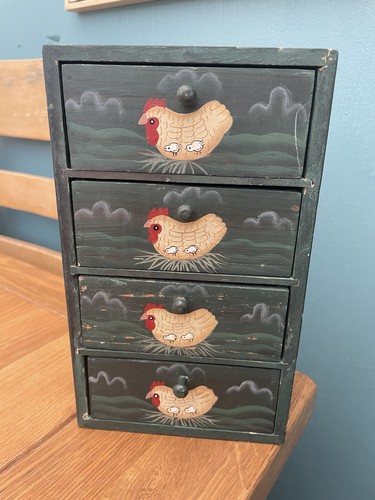 Hand painted wooden chicken - hand,