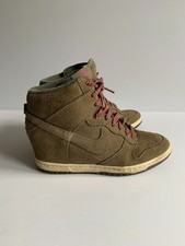 Nike Dunk Sky Hi wedge trainers sneakers UK 6.5 EU 40.5 VGC high top Olive suede