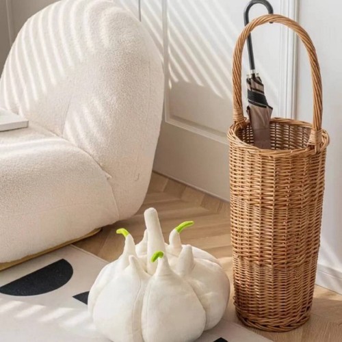 Woven wicker umbrella stand - wicker,