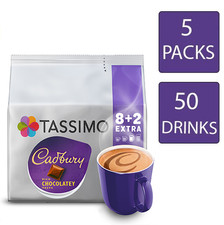 Tassimo Hot Chocolate Pods Cadbury T Discs 5 Packs (50 Drinks)
