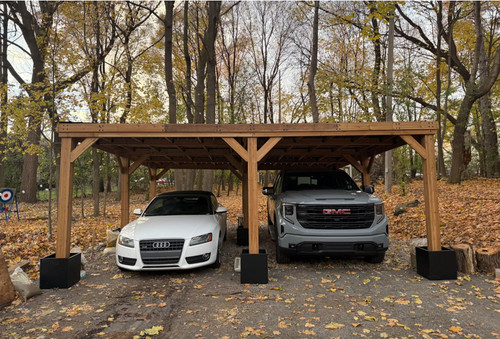Large wooden carport garage - wooden,
