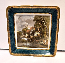 Vintage Lancaster Sandland Ware Plate "The Valley Farm" Green W/Gold Trim