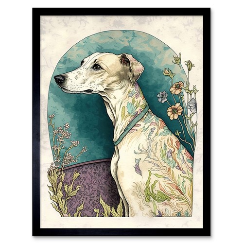 Whippet dog flowers modern - whippet,
