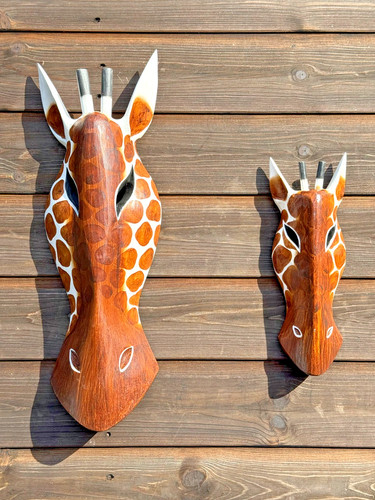 Giraffe mask wooden hand - mask,