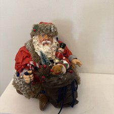 Vintage R.O.C. Old World Santa Claus Head Face Christmas Ornament sack presents 