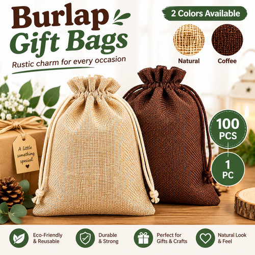 Hessian drawstring gift bags - hessian,