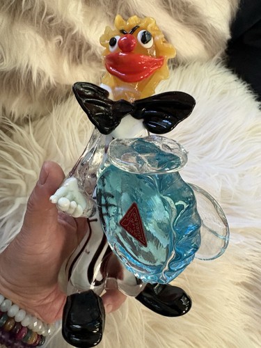 Vtg murano glass clown - murano,