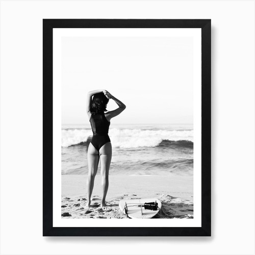 Surfer girl art print framed - art,