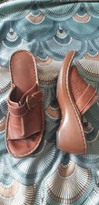 Clarks Leisa Gianna Clogs Mules Slip On Sandals Large 6 Fit 7 Leather Brown