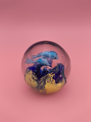 Handblown swimming dolphin - handblown,